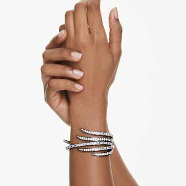 【美品】SWAROVSKI スワロフスキー バングル フェザー 羽 シルバー 定番，人気】 SWAROVSKI スワロフスキー バングル フェザー 羽 シルバー