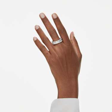Anello Matrix Vittore, Taglio baguette, Bianco, Placcato rodio - Swarovski, 5709276