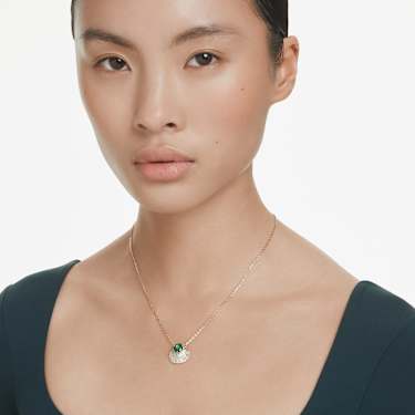 Idyllia pendant, Mixed cuts, Shell, Green, Gold-tone plated - Swarovski, 5709377