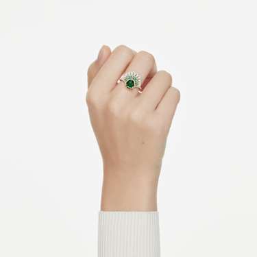 Idyllia ring, Mixed cuts, Shell, Green, Gold-tone plated - Swarovski, 5709380