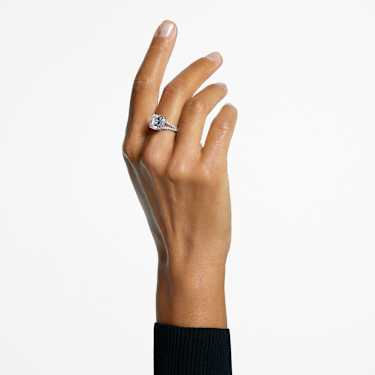 Stilla ring, Square cut, White, Silver-tone finish - Swarovski, 5709904