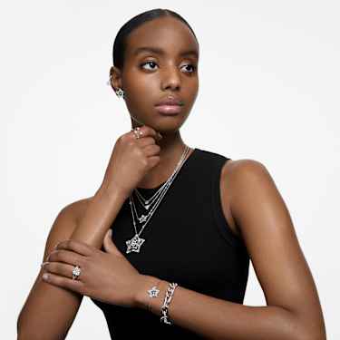 Stilla ring, Square cut, White, Silver-tone finish - Swarovski, 5709904