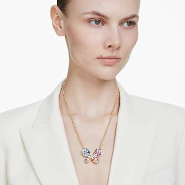 Pendentif et broche Idyllia, Tailles variées, Pavé, Papillon, Multicolores, Placage de ton or - Swarovski, 5709951