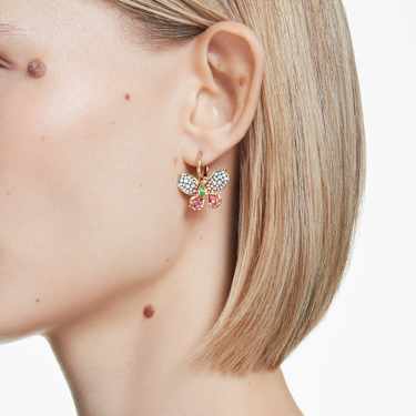 Pendientes Idyllia, Tallas mixtas, Pavé, Mariposa, Multicolores, Baño tono oro - Swarovski, 5709953