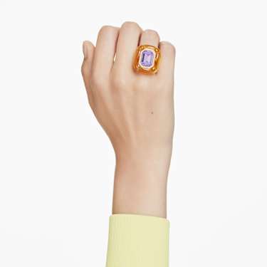 Dulcis cocktail ring, Cushion cut, Pavé, Yellow | Swarovski