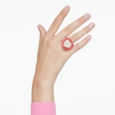 Anello cocktail Dulcis, Taglio Heart, Pavé, Cuore, Rosa - Swarovski, 5709995