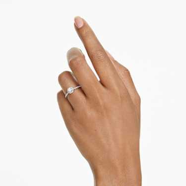 Eternity halo solitaire ring, Lab-grown diamonds 0.45 ct tw, Round shape, Sterling silver - Swarovski, 5710634