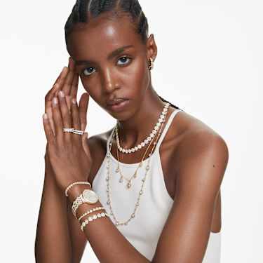 Imber ear cuff, Set (3), Round cut, White, Gold-tone plated - Swarovski, 5711482