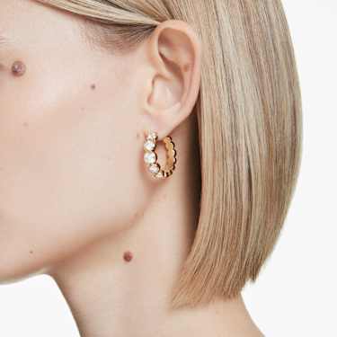 Imber 후프 이어링, 라운드 컷, 화이트, 골드 톤 플래팅 - Swarovski, 5711483