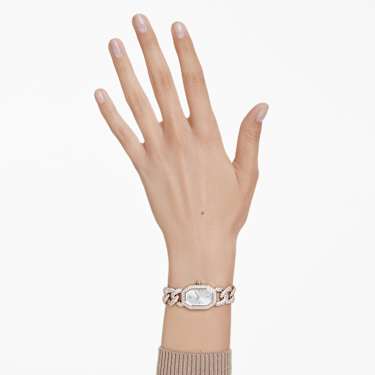 Dextera Chain 手錶, 瑞士製造, 水晶錶鏈, 白色, 香檳金色潤飾 - Swarovski, 5711710