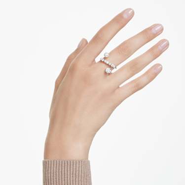 Matrix Cocktailring, Kristallperle, Rundschliff, Weiß, Rhodiniert - Swarovski, 5714377