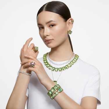 Millenia ketting, Oversized kristallen, Octagon-slijpvorm, Groen, ‎18k gouden afwerking - Swarovski, 5714396