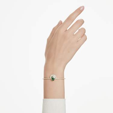 Idyllia bangle, Mixed cuts, Shell, Green, Gold-tone plated - Swarovski, 5715616