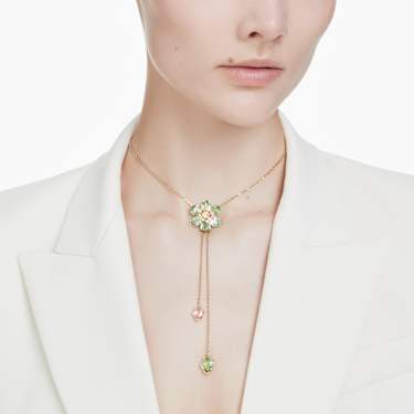 Idyllia Y 펜던트, 믹스 컷, 꽃, 멀티컬러, 18K 골드 피니시 - Swarovski, 5717158