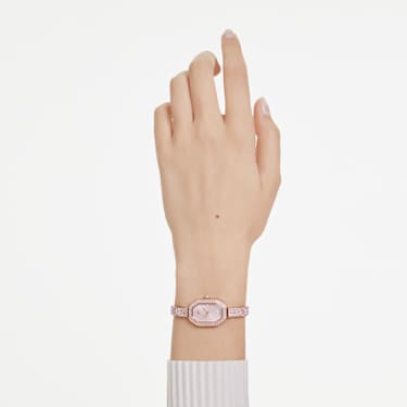 Dextera bangle watch, Swiss Made, Pink, Rose gold-tone plated - Swarovski, 5717588