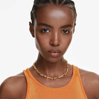 Collar Tennis Gema, Tallas mixtas, Amarillo, Baño tono oro - Swarovski, 5718071