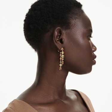 Gema drop earrings, Asymmetrical design, Mixed cuts, Long, Yellow, Gold-tone plated - Swarovski, 5718073