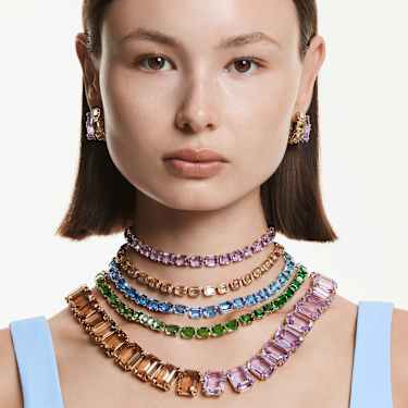 Colier Millenia, Tăietură octogonală, Galben, Finisaj din aur de 18k - Swarovski, 5718674