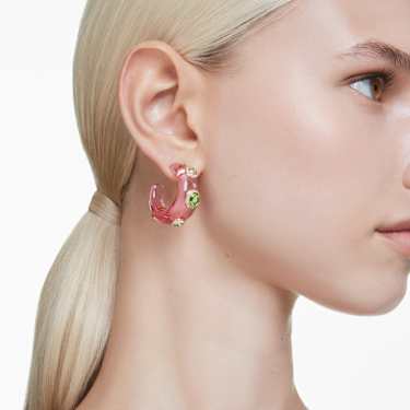 Dulcis 후프 이어링, 믹스 컷, 멀티컬러, 골드 톤 플래팅 - Swarovski, 5719112