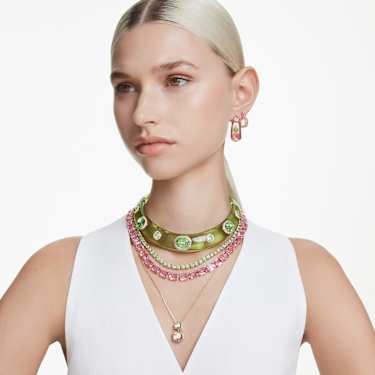 Dulcis halka küpeler, Karışık kesimler, Çok renkli, 18k altın rengi yüzey - Swarovski, 5719112
