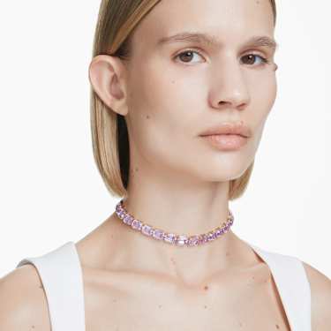 Gargantilla Tennis Millenia, Talla octogonal, Morada, Baño tono oro - Swarovski, 5720486