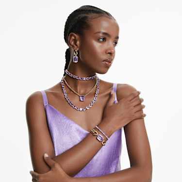 Millenia Tennis choker, Octagon cut, Purple, Gold-tone plated - Swarovski, 5720486