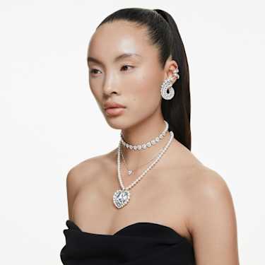 Ariana Grande x Swarovski pendant, Mixed cuts, Heart, White, Rhodium plated - Swarovski, 5720852
