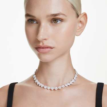 Ariana Grande x Swarovski Tennis 네크리스, 믹스 컷, 하트, 화이트, 로듐 플래팅 - Swarovski, 5720857
