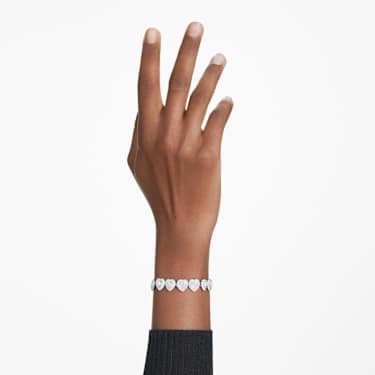 Ariana Grande x Swarovski Tennis Armband, Verschiedene Schliffe, Herz, Weiß, Rhodiniert - Swarovski, 5720860
