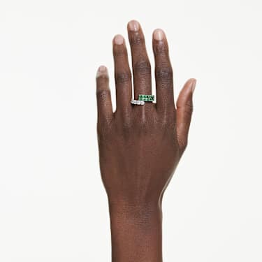 Matrix ring, Mixed cuts, Green, Rhodium plated - Swarovski, 5722458