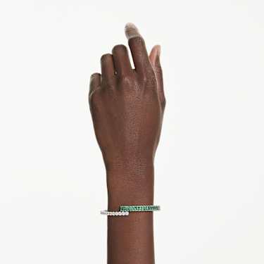 Matrix bangle, Mixed cuts, Green, Rhodium plated - Swarovski, 5722460