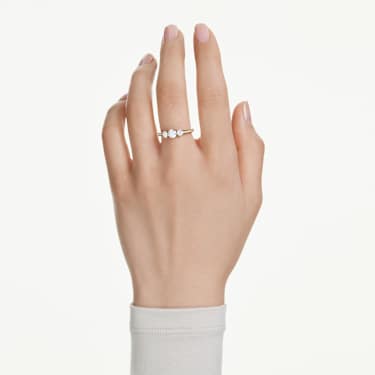 Stilla Attract 링, 라운드 컷, 화이트, 18K 골드 피니시 - Swarovski, 5723291