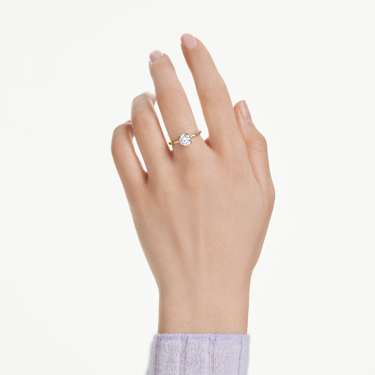 Koktajl prstan Stilla, Okrogli rez, Bel, V videzu 18-karatnega zlata - Swarovski, 5723330