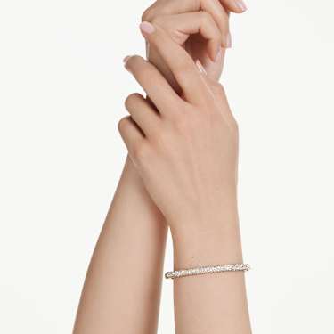 Sublima bangle, Snow pavé, White, Gold-tone plated - Swarovski, 5723337