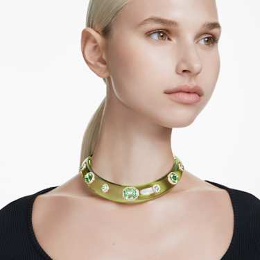 Dulcis choker, Mixed cuts, Green, Gold-tone plated - Swarovski, 5723510