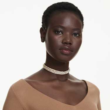 Idyllia choker, Oval cut, White, Gold-tone plated - Swarovski, 5723541