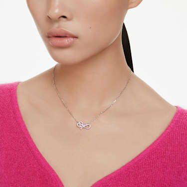 Lifelong Bow 鏈墜, 蝴蝶結, 粉紅色, 鍍白金色 - Swarovski, 5723556