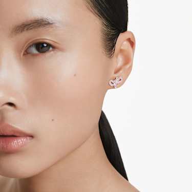 Lifelong Bow stud earrings, Bow, Pink, Rhodium plated - Swarovski, 5723557
