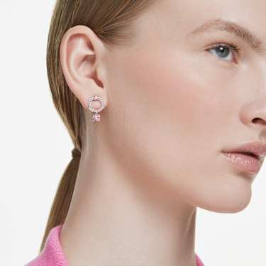 Attract Drop-Ohrhänger, Rundschliff, Rosa, Rhodiniert - Swarovski, 5723565
