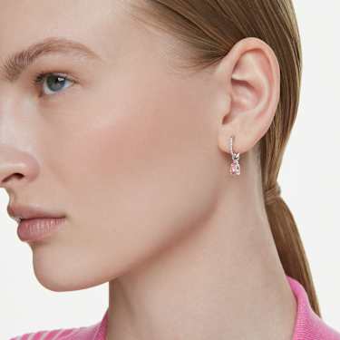 Attract drop earrings, Pear cut, Pink, Rhodium plated - Swarovski, 5723566
