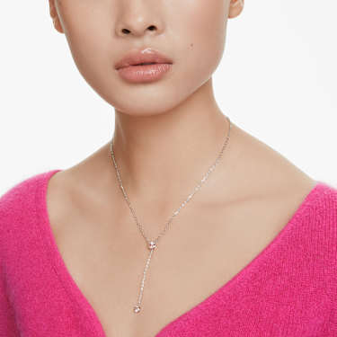 Attract Y 네크리스, 라운드 컷, 핑크, 로듐 플래팅 - Swarovski, 5723570