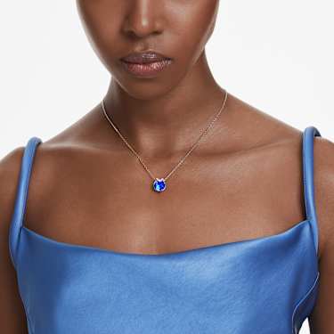 Pendente Bella V, Taglio Round, Blu, Placcato rodio - Swarovski, 5724286