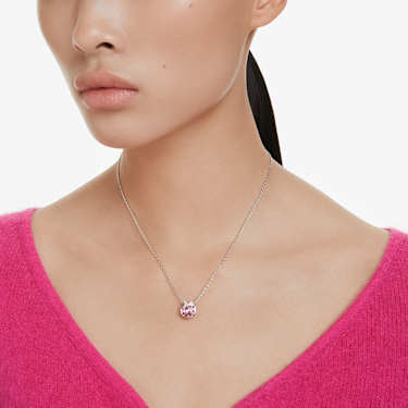Bella V 鏈墜, 圓形切割, 粉紅色, 鍍白金色 - Swarovski, 5724289