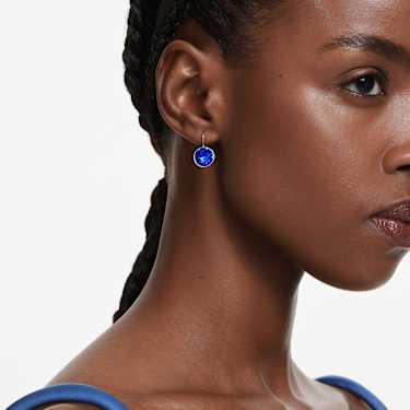 Pendientes Bella, Talla redonda, Azules, Baño de rodio - Swarovski, 5724292