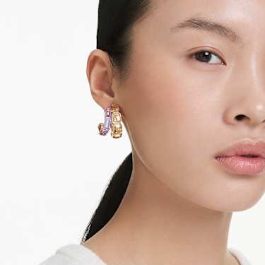 Millenia 大圈耳环, 混合切割, 流光溢彩, 镀金色调 - Swarovski, 5725757