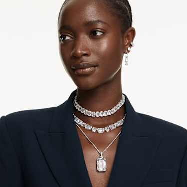 Millenia 链坠, 八角形切割, 白色, 镀铑 - Swarovski, 5725768