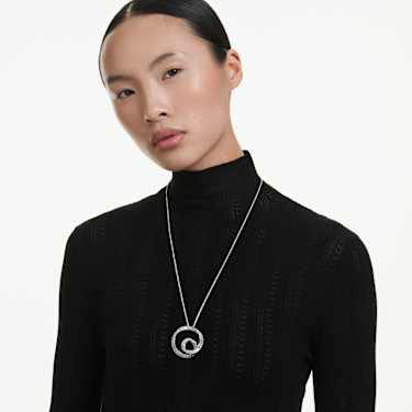 Wisiorek Matrix, Szlif schodkowy typu baguette, Biały, Powłoka z rodu - Swarovski, 5727114