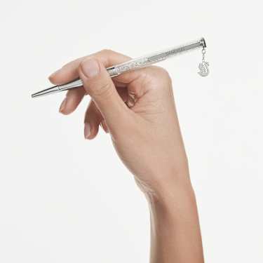 Crystalline Tükenmez Kalem, Kuğu, Krom Kaplama - Swarovski, 5728406
