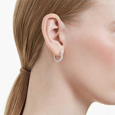 Eternity hoop earrings, Lab-grown diamonds 0.56 ct tw, Round shape, Sterling silver - Swarovski, 5728556