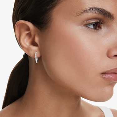 Eternity hoop earrings, Lab-grown diamonds 0.56 ct tw, Round shape, Sterling silver - Swarovski, 5728556